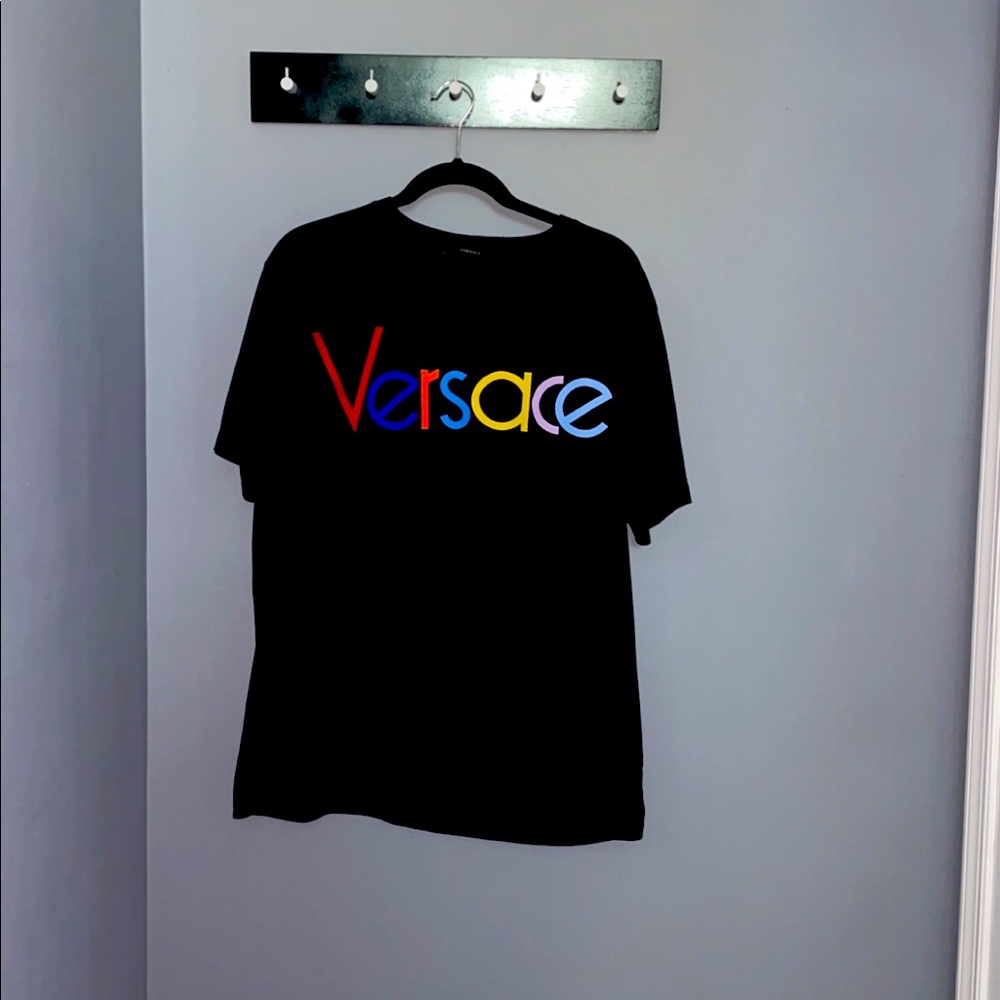 Versace Rainbow Logo Applique T- Shirt